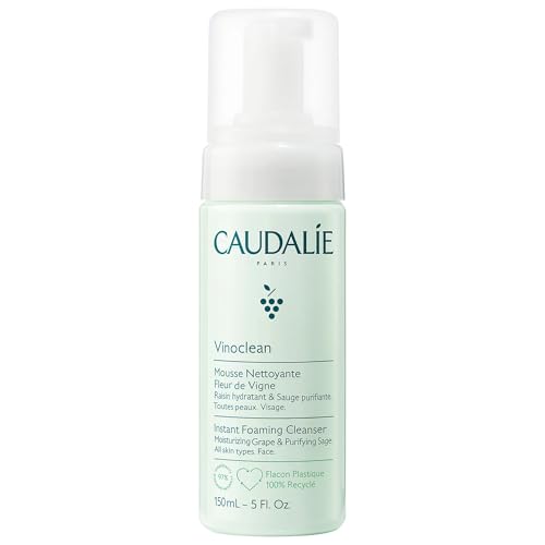 Caudalie Vinoclean Gentle Instant Foaming Facial Cleanser for All Skin Types 5.7 Fl Oz (Pack of 1)