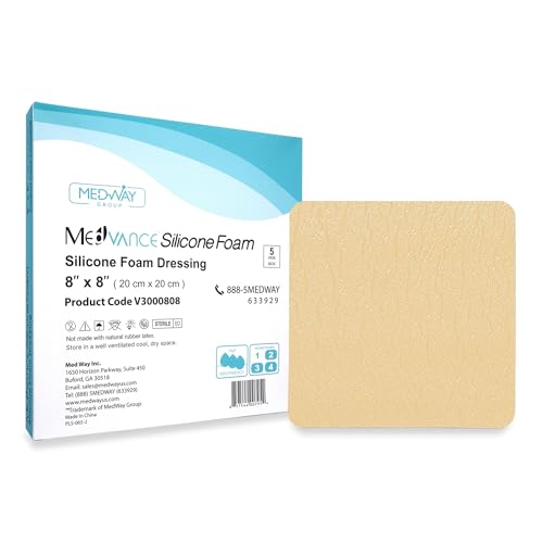 MedVance Silicone Adhesive Foam Dressing Without Border, 8"x8", Box of 5 8"x8"
