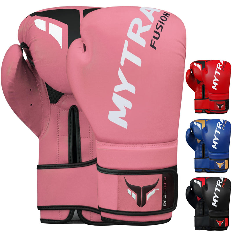 Mytra Fusion Boxing Gloves Men Women Kickboxing Gloves MMA Muay Thai Gloves 8-oz 10-oz 12-oz 14-oz 16-oz Training Workout Punching Gloves Pink