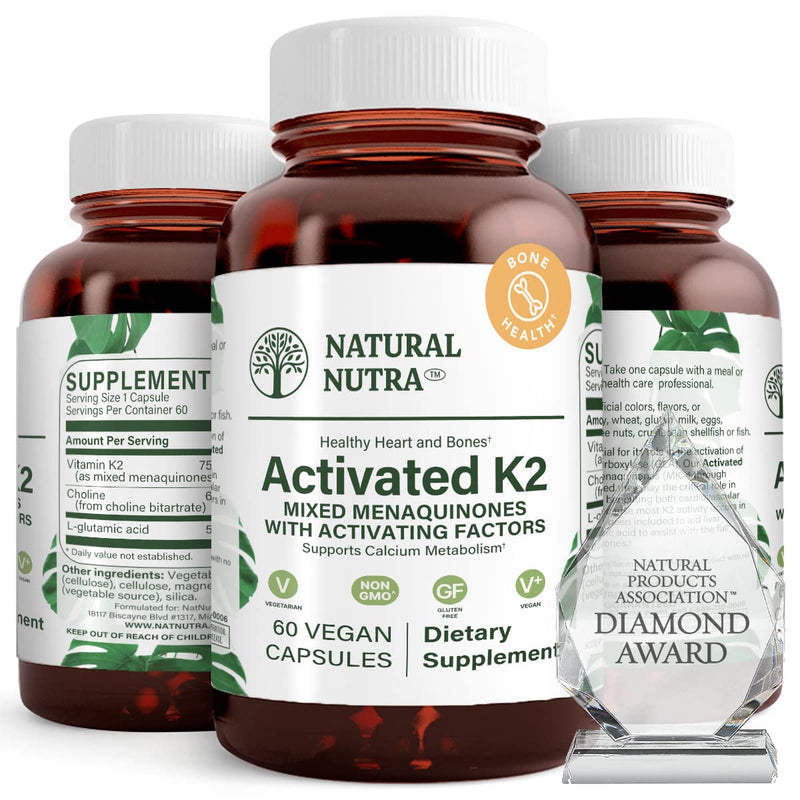 Natural Nutra Full Spectrum Vitamin K2 Supplement 75 mcg 60 Capsules | Supports Cardiovascular Health, Liver Function, Metabolic Health, Heart Health &Helps Promote Bone & Dental Health 60 Count (Pack of 1)