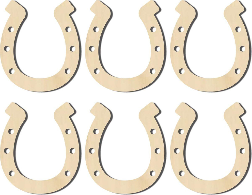 3" Horseshoes - 6 Pack - DIY Crafts - Horseshoe - Wood Cutout USA Made, Unfinished Wood