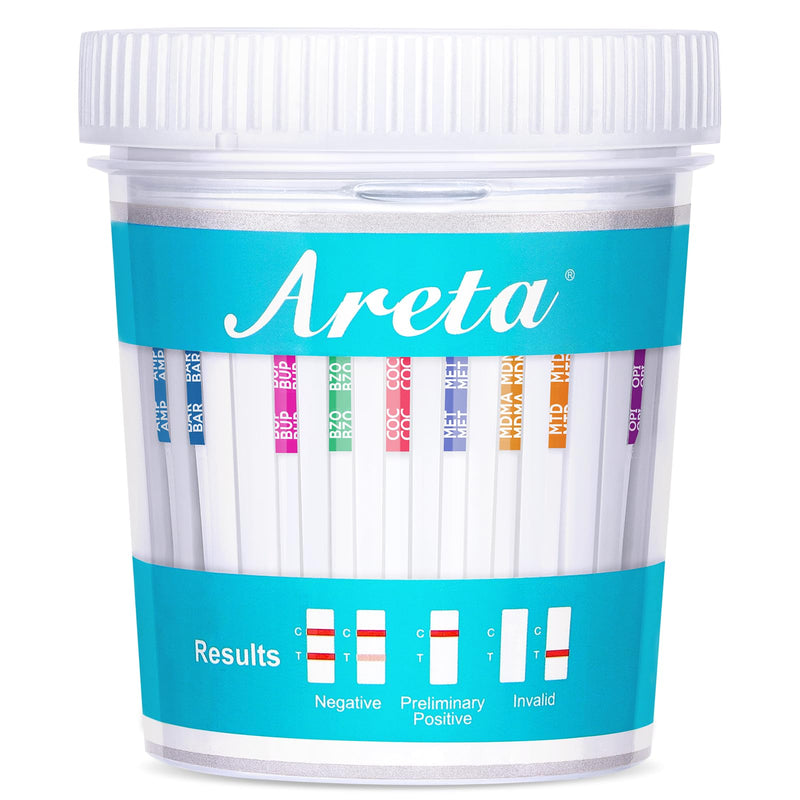 Areta Multi-Drug Test Cup: (5 Pack) At Home Drug Test Kit, Testing 14 Drugs AMP, BAR, BUP, BZO, COC, MDMA, MET, OXY, PCP, PPX, TCA, THC 50 -#ACDOA-1144 5.1 Ounces - BeesActive Australia