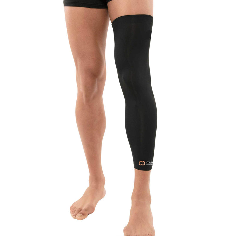 Copper Compression Leg Compression Sleeve - Copper Infused Knee Stabilizer Brace for Running, Meniscus Tear, ACL, MCL, Arthritis, Joint Pain Relief - Thigh & Calf Support for Men & Women Medium Black - BeesActive Australia