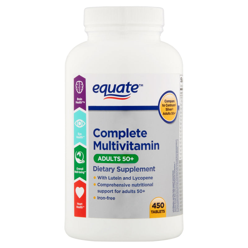Equate Adults 50+ Complete Multivitamin/Multimineral Supplement Tablets, 450 Ct 450 Count (Pack of 1)