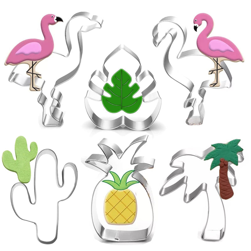 Hawaiian Cookie Cutter Set-6 Piece-Cactus, Pineapple, Flamingo, Monstera Leaf and Palm Tree-Tropical Cookie Cutters Molds for Summer Tropical Beach Party Supplies Decoratons Hawaiian tropical - BeesActive Australia