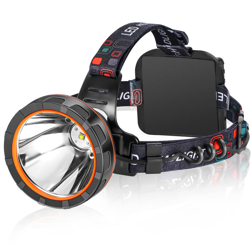 LED Rechargeable Headlamp, Super Bright Waterproof Headlight Spotlight, Hard Hat Flashlight for Coon Hunting, Fishing, Camping, Hiking, Dog Walking, Outdoor Running, Emergency Work Lighting Black Lamp-White Light - BeesActive Australia