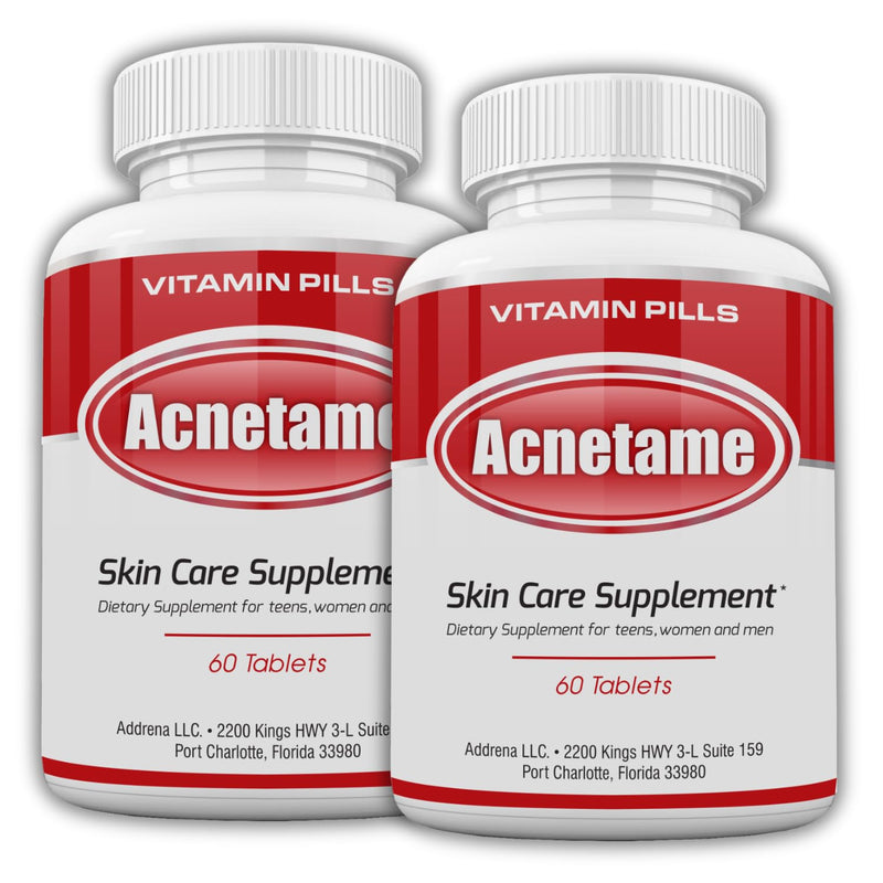 Acnetame Acne Pills 2 Pack 120 Pills- Vitamin Supplements for Acne Breakouts- Hormonal Pimple Tablets to Clear Oily Skin for Women, Men, Teens, and Adults 1 Count (Pack of 120)