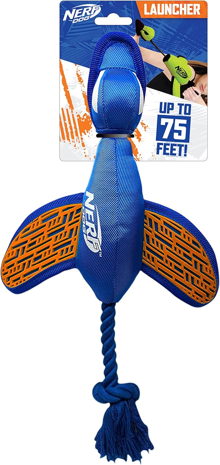 Nerf Dog Large Nylon Launching Duck, Blue/Orange - BeesActive Australia