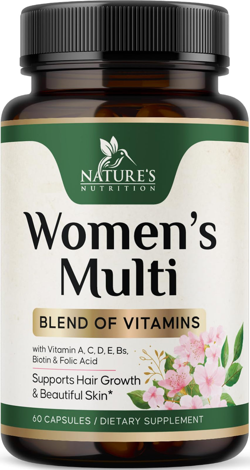 Multivitamin for Women - Complete Multi Vitamin with Vitamins A, C, D, E, B6, B12, Zinc, Calcium & Magnesium, Womens Daily Multimineral Supplement for Hair Skin and Nails Health Support - 60 Capsules 60 Count (Pack of 1)