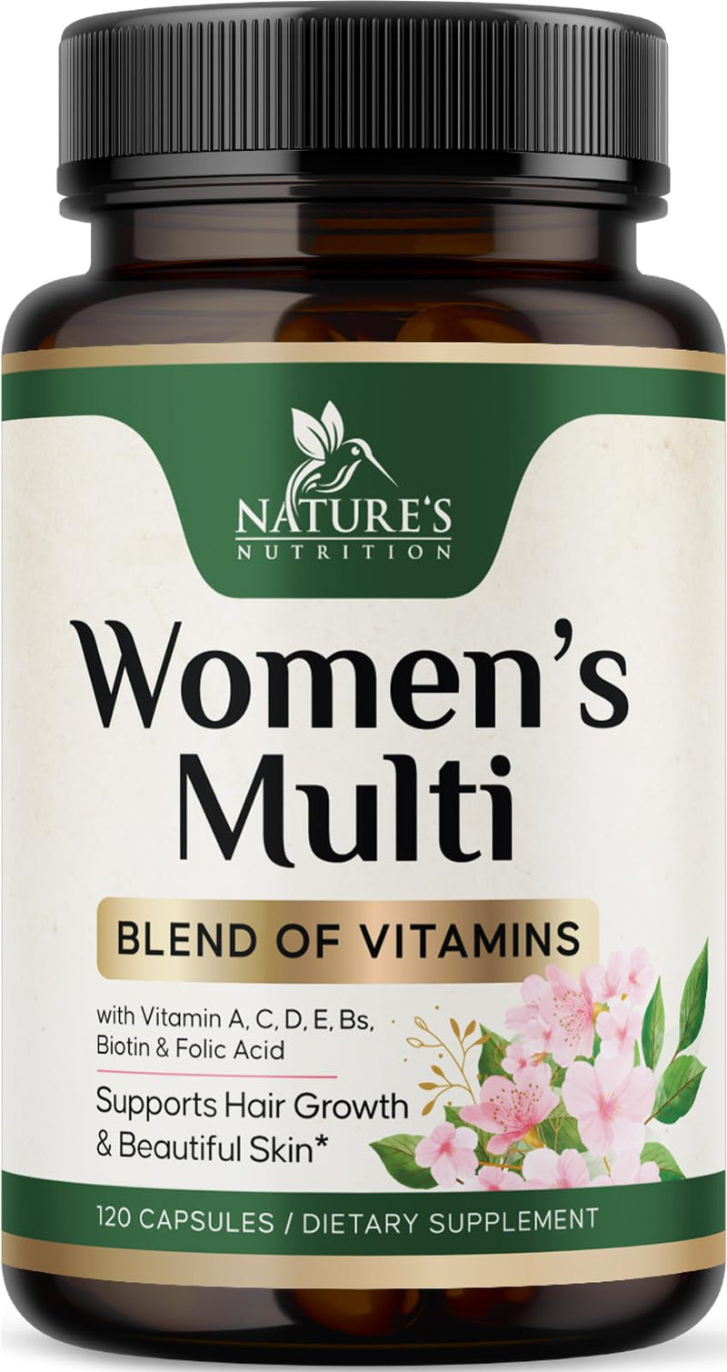 Multivitamin for Women - Complete Multi Vitamin with Vitamins A, C, D, E, B6, B12, Zinc, Calcium & Magnesium, Womens Daily Multimineral Supplement for Hair Skin and Nails Health Support - 120 Capsules 120 Count (Pack of 1)