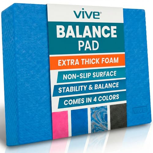 Vive Balance Pad - Foam Large Yoga Mat Trainer for Physical Therapy, Stability Workout, Knee and Ankle Exercise, Strength Training, Rehab - Chair Cushion for Adults, Kids, and Travel Champion Blue