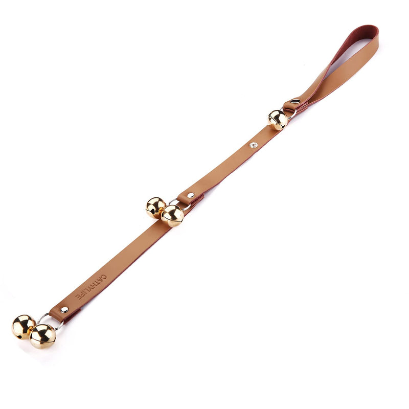 Leather Dog Doorbells for Door Knob/Potty Training/Go Outside, Length Adjustment Copper Dog Bell, Housetraining Hanging Bell, Brown Leather Golden Bells. - BeesActive Australia