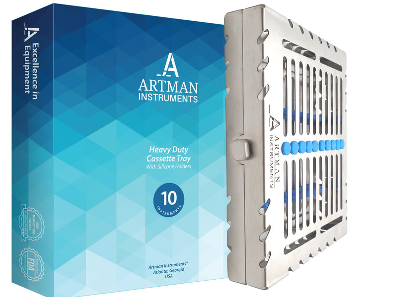 ARTMAN INSTRUMENTS Heavy Duty Sterilization Cassette Tray for 10 Instruments Rack Premium Design Dental Surgical lab 7.25"X5.75"X1.4" - BeesActive Australia