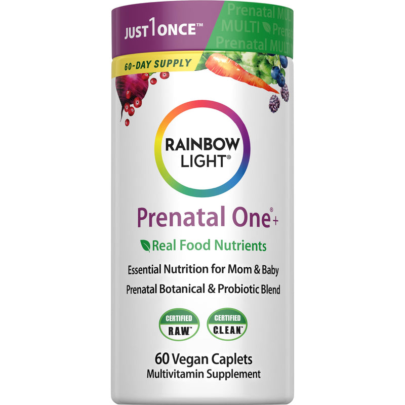 Rainbow Light Prenatal Multivitamin One + for Women | 60 Caplets | Essential Nutrition for Mom & Baby | Real Food Nutrients | Prenatal Botanical & Probiotic Blend | Essential Nutrition for Mom & Baby | Real Food Nutrients | Prenatal Botanical & Probiot...
