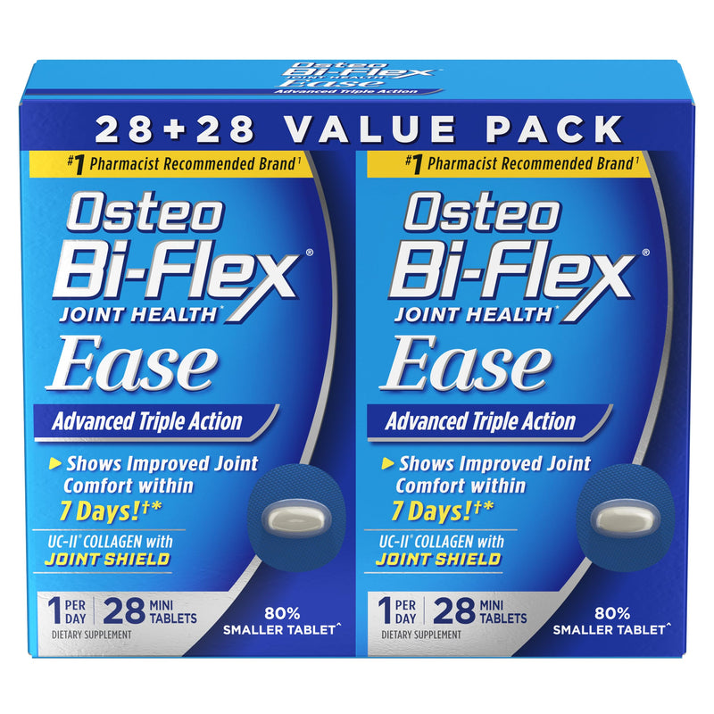 Osteo Bi-Flex Ease Mini Tablet Triple Action UC-II Collagen Supplement 28 Count (Pack of 2)