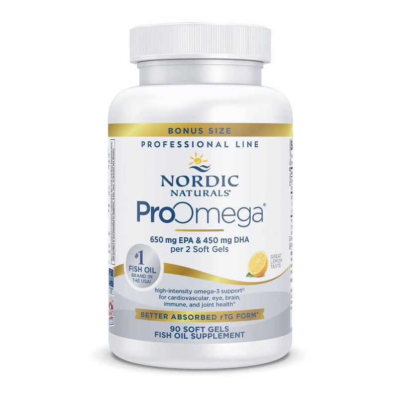 Nordic Naturals ProOmega, 1280 mg Omega-3, High Potency, Lemon, 45 Count | High Potency Fish Oil with EPA & DHA - Promotes Brain, Eye, Heart, & Immune Health - Non-GMO -45 servings 90 Count (Pack of 1)