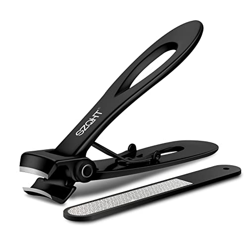 Ultra Wide Jaw Opening Nail Clippers Set, Toenail Clippers for Thick Nails, Heavy Duty Nail Cutter, Stainless Steel Toe Nail Clippers for Seniors, Men & Women Manicure,Pedicure,Big(Black) Black