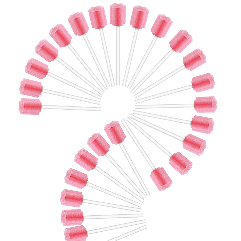 Disposable oral care sponge swabs，Unflavored mouth swabs 250 Count（pink） Plum shape pink 250 - BeesActive Australia