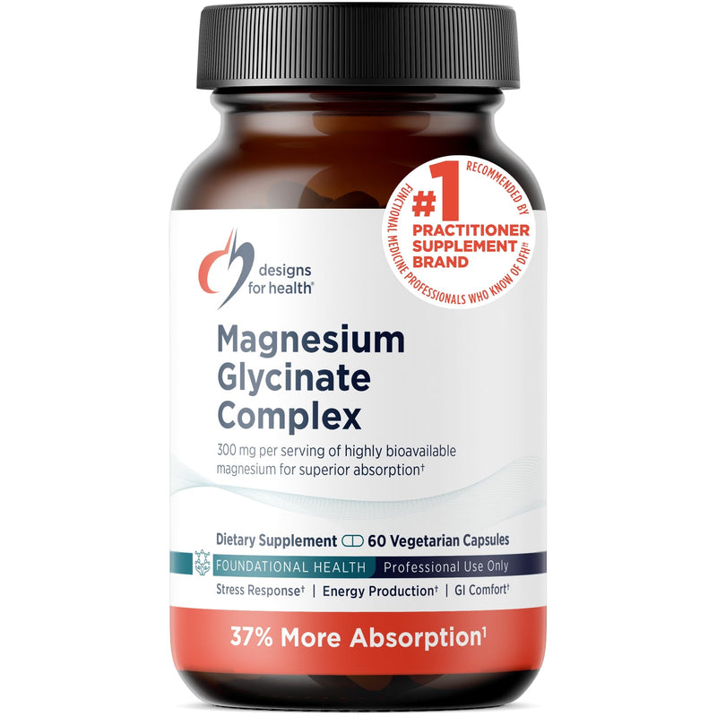 Designs for Health Magnesium Glycinate Complex - High Absorption, Patented Magnesium Complex - Promotes Calm Sleep, Energy, Bone & Heart Health, and Immune Support - Vegan, Gluten Free (60 Capsules) 60 Count (Pack of 1)