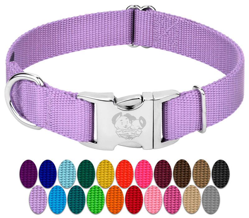 Country Brook Petz Premium Nylon Dog Collar with Metal Buckle for Small Medium Large Breeds - Vibrant 30+ Color Selection (Large, 1 Inch, Lavender) Large (Pack of 1) - BeesActive Australia