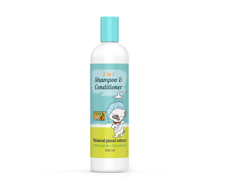 Smiley Pooch 2 in 1 Dog Shampoo & Conditioner | Natural Plant Extract | Made with Amino Acids and Coconut Oil | 19 oz 19 Fl Oz (Pack of 1) - BeesActive Australia