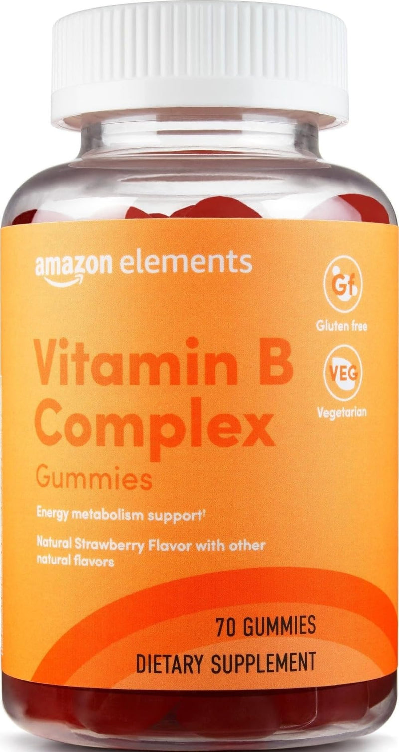 Amazon Elements - B-Complex, Supports Immune and Normal Energy Metabolism, 70 Gummies, 70-Day Supply, Vegan, Adult, Non-GMO (Previously Revly) 70 Count (Pack of 1)