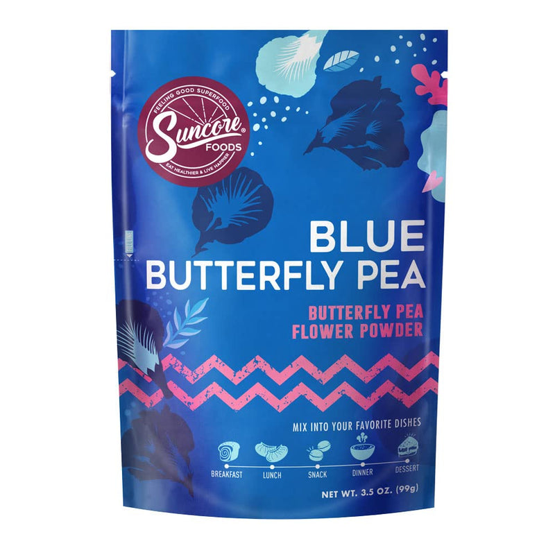 Suncore Foods Blue Butterfly Pea Powder, Blue Food Coloring Powder, Gluten-Free, Non-GMO, 3.5oz (1 Pack) 3.5 Ounce (Pack of 1) - BeesActive Australia