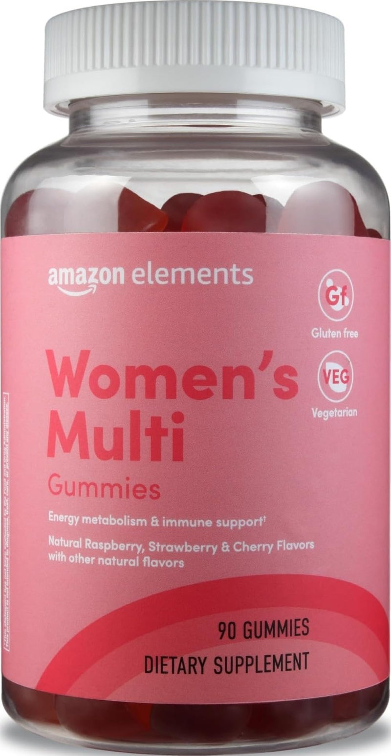 Amazon Elements - Adult Women’s Organic Multivitamins, 90 Gummies (30 servings), Vegetarian, Gluten Free (Previously Revly) 90 Count (Pack of 1)