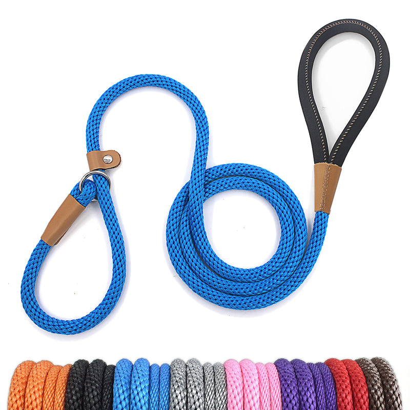 lynxking Dog Leash Slip Lead 5 6 8 FT Dog Training Leash Strong Heavy Duty Braided No Pull Training Lead Leashes for Small Medium Large Dogs Blue Slip Lead-Large 1/2in x 5ft - BeesActive Australia