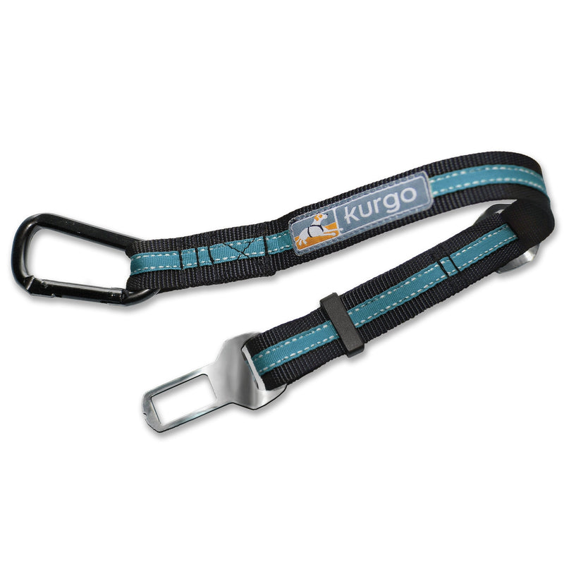 Kurgo Direct to Seatbelt Tether for Dogs, Car Seat Belt for Pets, Adjustable Dog Safety Belt Leash, Quick & Easy Installation, Works with Any Pet Harness, (Carabiner Clip, Coastal Blue) 1 Count (Pack of 1) Regular - BeesActive Australia