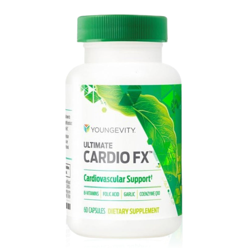 Youngevity Cardio FX Cardiovascular Support Supplement with CoQ10, 60 Caps | Garlic, ginkgo, hawthorn berry, CoQ10, taurine, magnesium, B vitamins, cardiovascular support, active lifestyle, 60 capsules