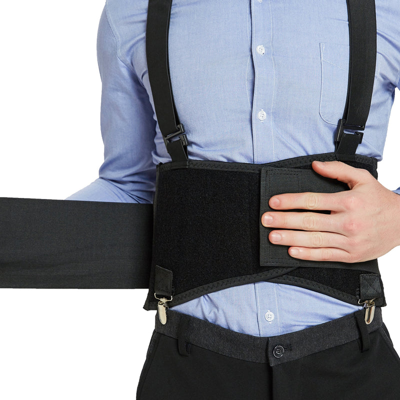 NeoTech Care Back Brace for Work with Removable Pants Clips & Detachable Suspenders - Back Support Belt - Adjustable, Light, Breathable - Posture (Black, Size XXL) Black