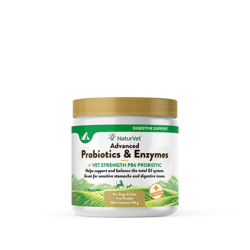 NaturVet – Advanced Probiotics & Enzymes - Plus Vet Strength PB6 Probiotic | Supports and Balances Pets with Sensitive Stomachs & Digestive Issues | for Dogs & Cats (4 oz) 4 oz Powder - BeesActive Australia