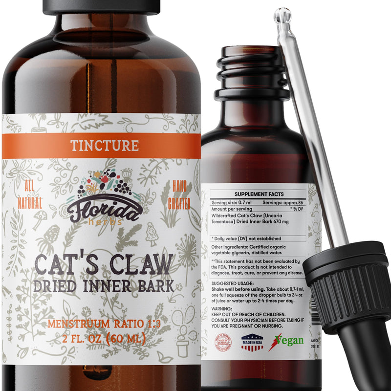 Cats Claw Tincture, Cat's Claw Extract Alcohol Free Herbal Supplement Drops, Liquid Natural Digestive Health, Joint Health, Vegan - Made in USA - 2 Fl Oz 2 Fl Oz (Pack of 1) - BeesActive Australia