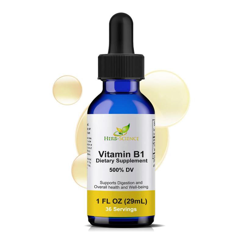 Vitamin B1 Liquid Drops, Thiamine, Alcohol-Free, 1 Oz | Made with Only 3 Premium Ingredients, 500% Daily Value per Serving and 36 Servings in an Easy-to-Take Vegan Liquid Formula 1 Fl Oz (Pack of 1)