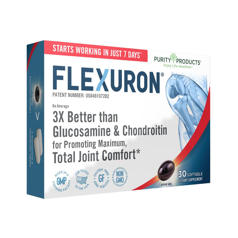 Purity Products Flexuron Joint Formula 3X Better Than Glucosamine and Chondroitin - Starts Working in just 7 Days - Krill Oil, Low Molecular Weight Hyaluronic Acid, Astaxanthin - 30 Count (1) 30 Count (Pack of 1) - BeesActive Australia