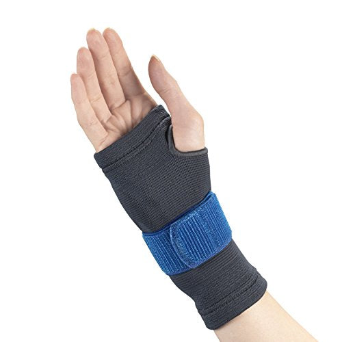 OTC Wrist Brace, Compression Recovery, Gel Insert, Encircling Strap, Gray (Right Hand), Small
