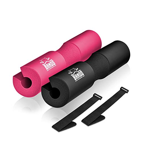 The X Bands Premium Barbell Pad, Squat Pads, Hip Thruster, Safety Neck & Shoulder Protection, Foam Padded Cushion for Weight Lifting, Gym Equipment, Glute Exercise, Lunges, Thrusts - 1 Pad w. 2 Straps Black - BeesActive Australia