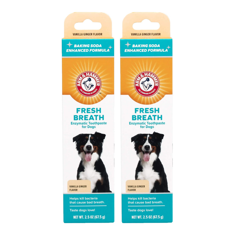 Arm & Hammer for Pets Fresh Breath Enzymatic Dog Toothpaste Vanilla Ginger Flavor Baking Soda Dental Gel Eliminates Bad Breath Safe Puppies Adult Dogs Daily Use 2.5 OZ 2 Pack Dogs and Puppies 2.5 Ounce (Pack of 2)