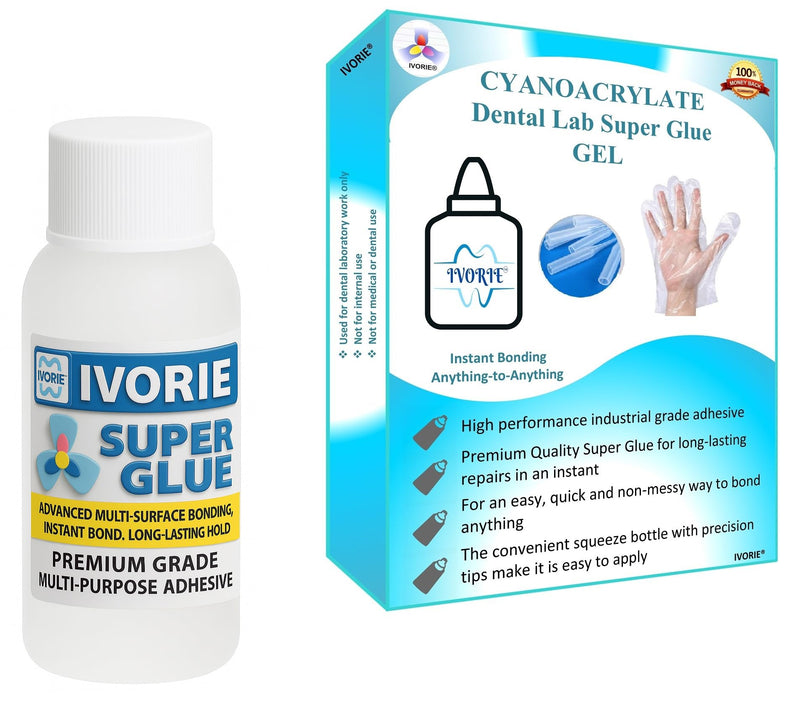 Dental Lab Super Glue Adhesive Instant Bonding - Gel (2oz) 2 oz
