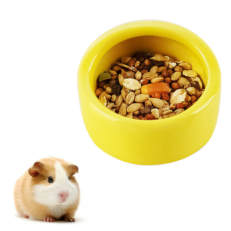 Ceramic Chew-Resistant Hamster Bowl Dish for Hamsters Hedgehog Guinea Pig and More Small Animals (Yellow) Yellow - BeesActive Australia