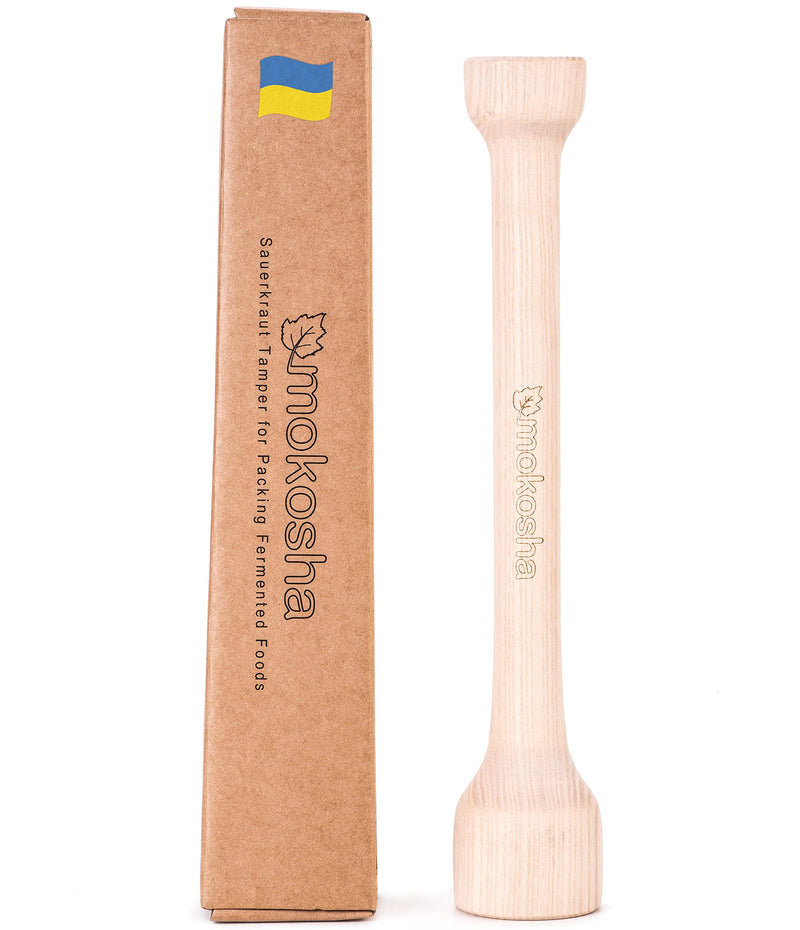 14 Inch Sauerkraut Tamper for Packing Fermented Foods into Mason Jars Long Wooden Potato Masher Vegetable Pounder Eco-friendly Ash Tree Natural Solid Wood Packer - BeesActive Australia