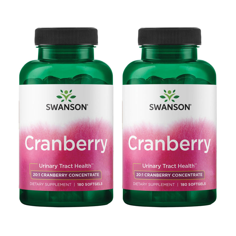 Swanson Cranberry 20:1 Juice Concentrate, 180 Softgels, 2 Pack | For Women and Adults Seeking Bladder Support, 20:1 Cranberry Juice Concentrate Fortified with Vitamins C and E 180 Count (Pack of 2)