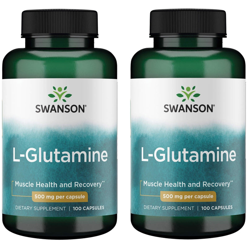 Swanson Amino Acid L-Glutamine 500 Milligrams 100 Capsules (2 Pack) 100 Count (Pack of 2)