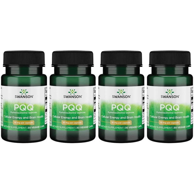 Swanson Pqq Pyrroloquinoline Quinone 10 mg, 30 Vegan Capsules, 4 Pack | A B-Vitamin-Like Nutrient Found in Foods and High-Energy Organs Like the Brain and Heart; Promotes Mitochondrial Function 30 Count (Pack of 4)