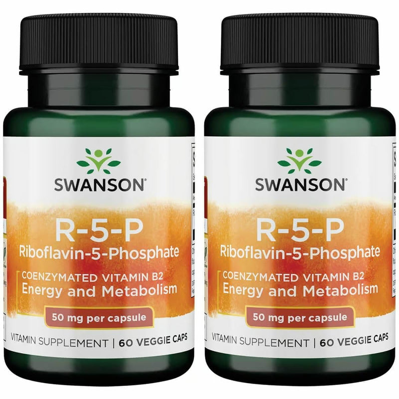 Swanson R-5-P (Riboflavin-5-Phosphate) - Vitamin B2 Supplement Promoting Energy, Metabolism & Vision Health - Natural Wellness Formula - (60 Capsules) (2 Pack) 60 Count (Pack of 2)