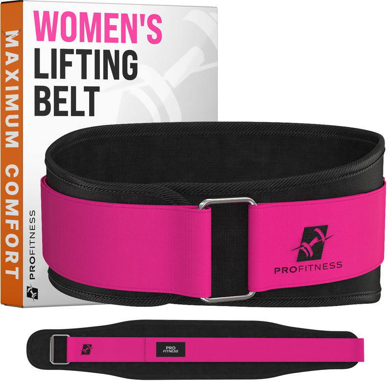 ProFitness Weight Lifting Belt for Women - 4'' Wide Comfortable Workout Belt for Women - Weight Belt for Women Squats & Deadlifts - Back Support Weight Lifting Belt Women & Men Small Black/Pink