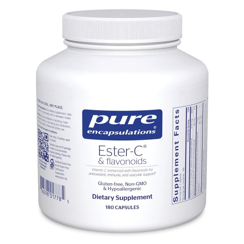 Pure Encapsulations Ester-C & Flavonoids, 180 Capsules | Vitamin C Supplement for Antioxidants - Immune and Vascular Support* with Calcium and Rutin, Easy-to-Absorb Form of Vitamin C 180 Count (Pack of 1)