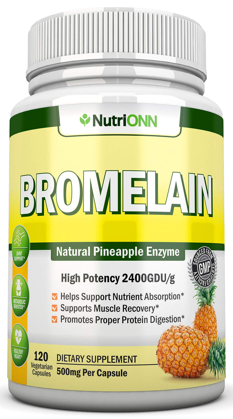 Bromelain - 500mg - 2400 GDU - 120 Vegetable Capsules - Pure Pineapple Enzyme Extract - Supports Digestion and Nutrient Absorption - Great for Recovery and Joint Health - BeesActive Australia