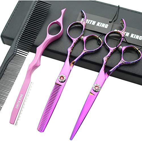 Professional Hair Cutting Scissors Set with Razor Comb Case,Hair cutting shears Hair Thinning shears with rose handle (6.0 inches) 6.0 Inch